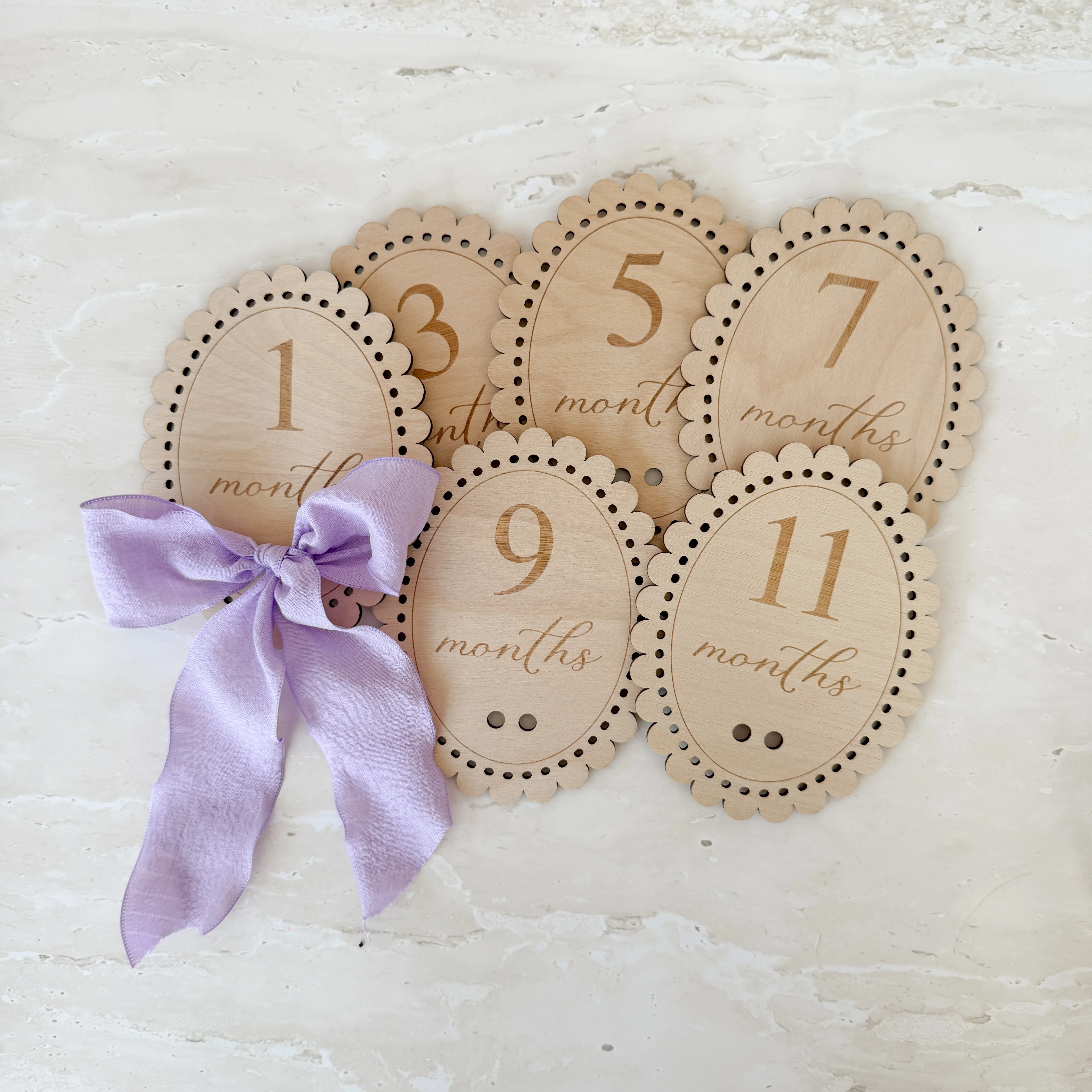 Vintage Bow Baby Milestone Collection - Wooden - Image 5